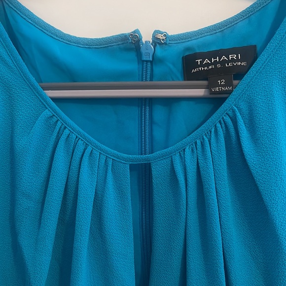 Tahari Asl Womens Blue Tiered Knee Length Belted halter NWOT - Picture 4 of 8